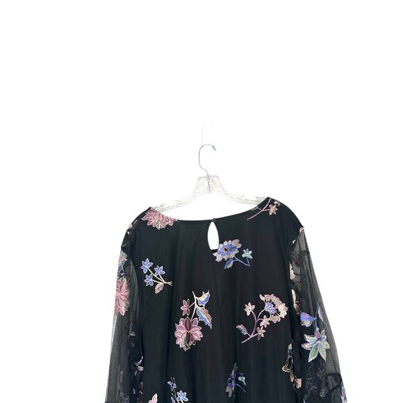 Catherines Blouse Black Plus Lace Floral Embroidered Whimsical Fairy Size 2X - Picture 6 of 11